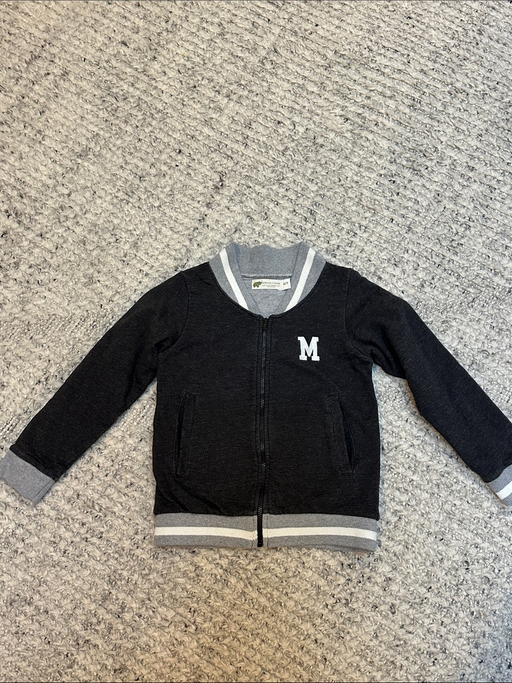 Monica & Andy Kids “M” Zip-Up Bomber Jacket size 6/7